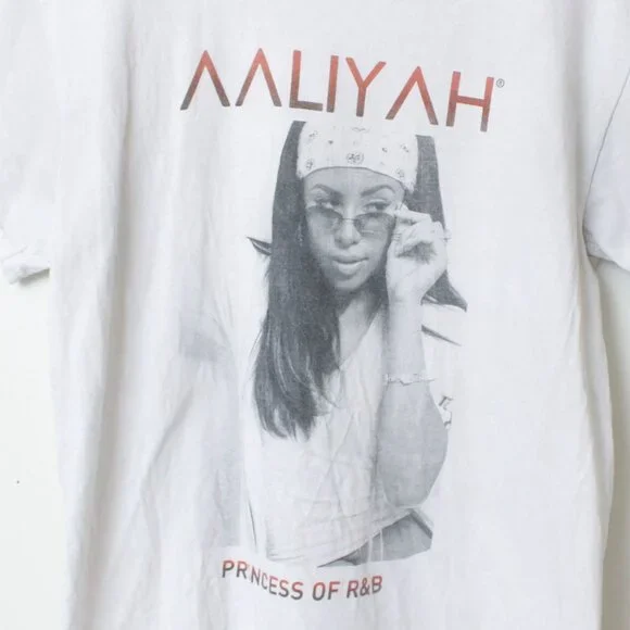 Aaliyah Shirt Women Medium White Princess Of R&B - Picture 5 of 5